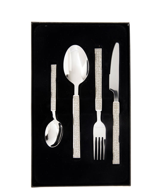 Jenna Clifford 16 Piece Diamond 18/10 Cutlery Set - Silver