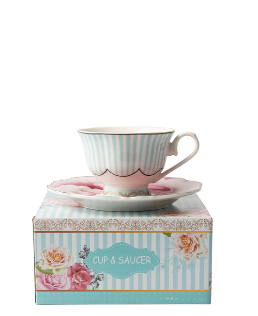 Jenna Clifford Wavy Rose Cup & Saucer 150ml - White