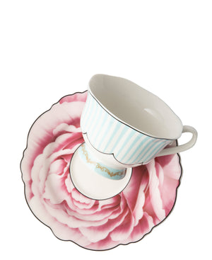 Jenna Clifford Wavy Rose Cup & Saucer 150ml - White