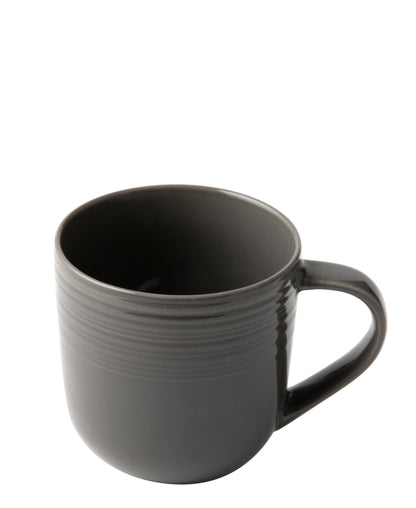 Jenna Clifford Embossed Lines 400ml Coffee Mug - Dark Grey