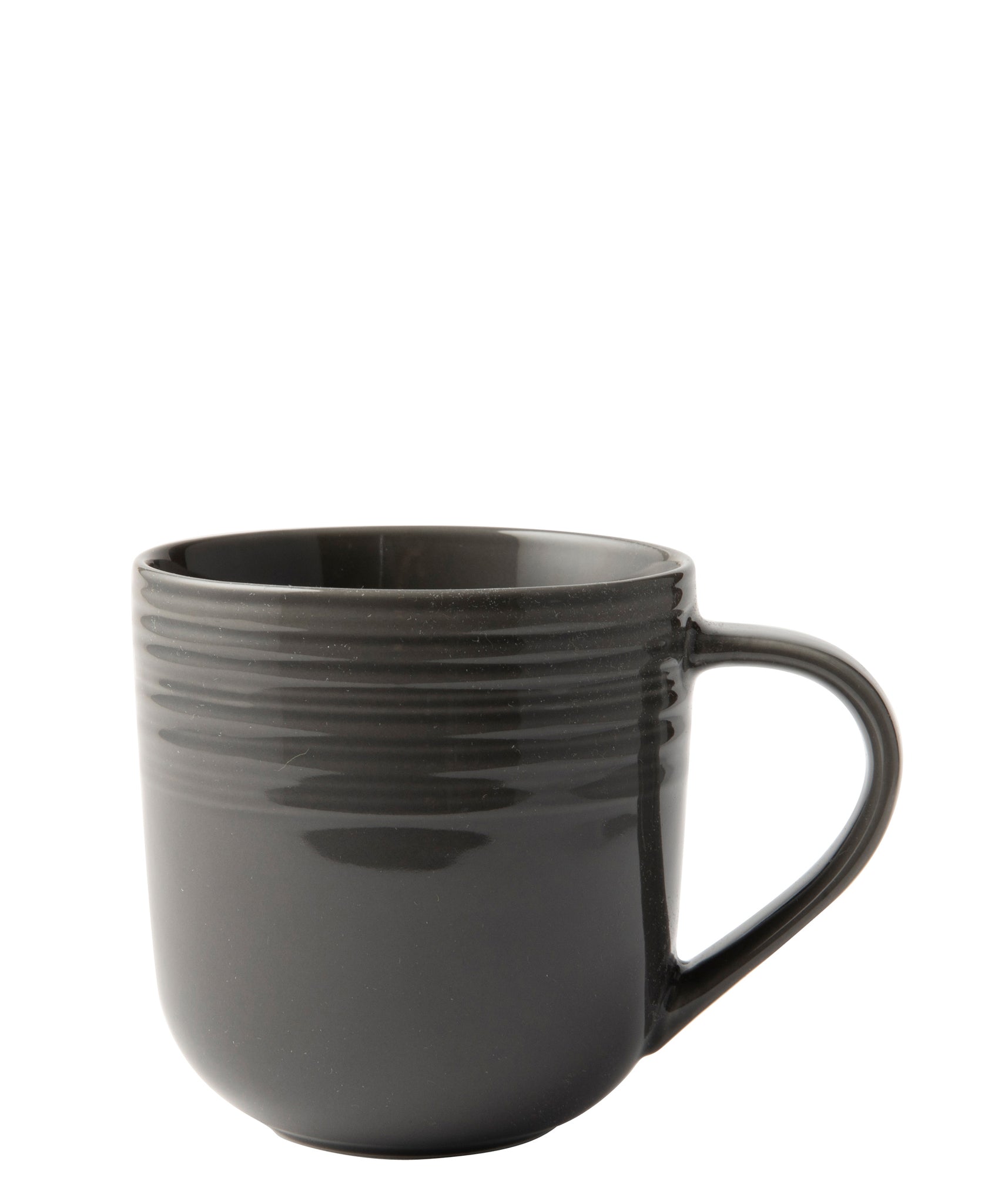 Jenna Clifford Embossed Lines 400ml Coffee Mug - Dark Grey