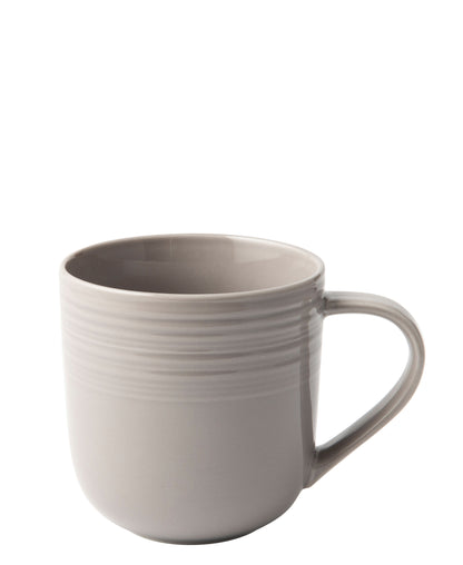 Jenna Clifford Embossed Lines 400ml Coffee Mug - Light Grey