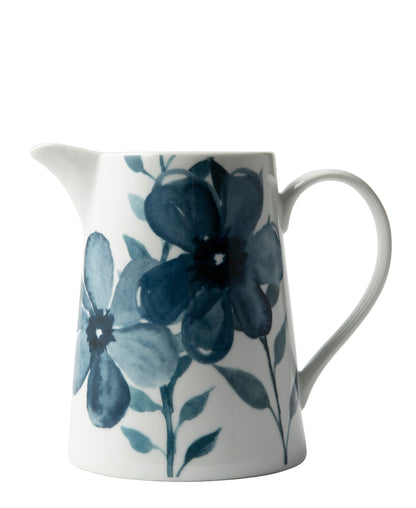 Jenna Clifford Blue Floral 1.2Lt Jug - White & Blue