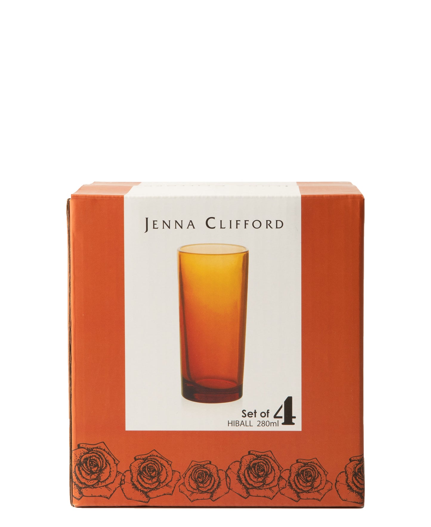 Jenna Clifford 4 Piece Hi Ball Glass 280ml - Orange