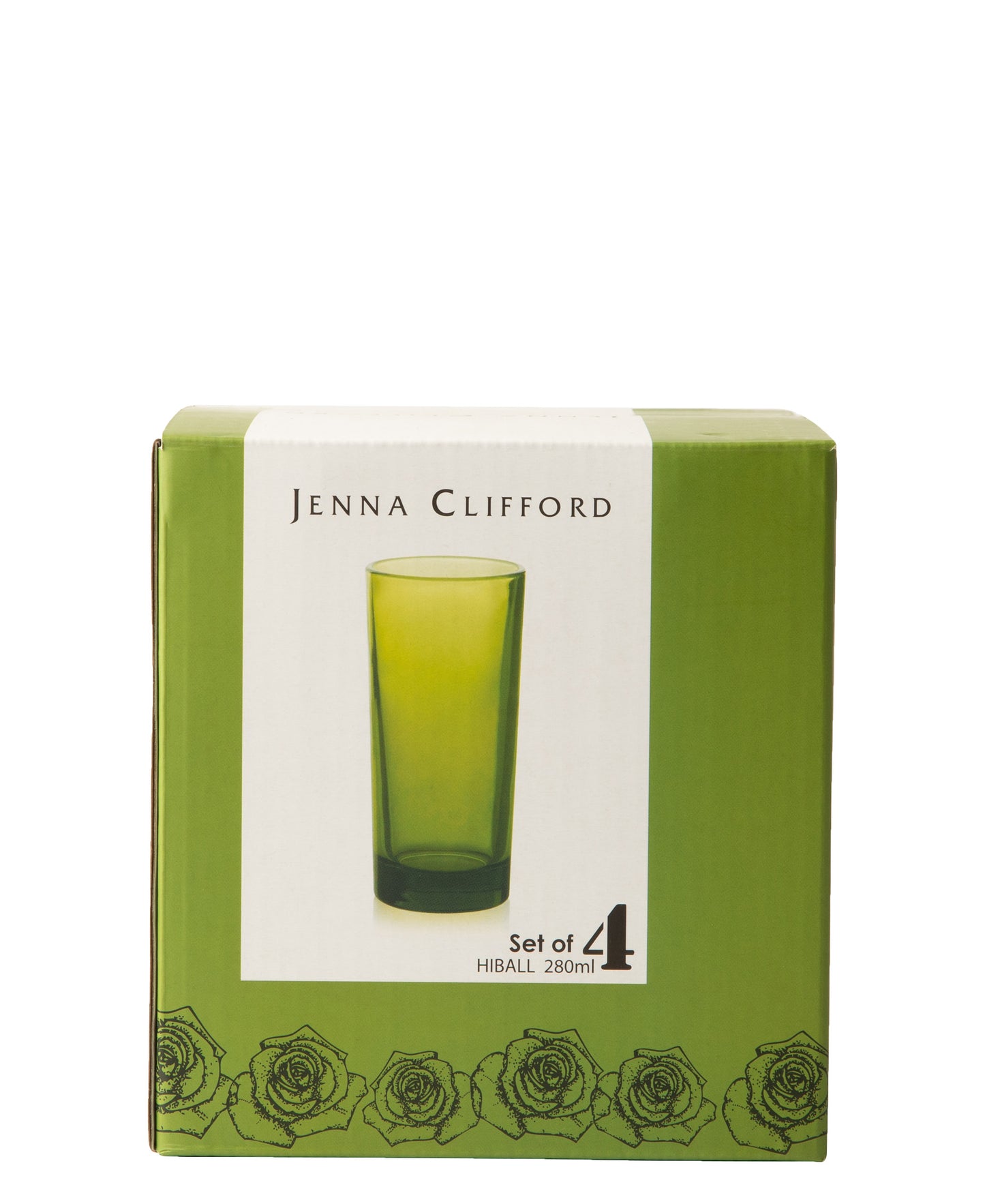 Jenna Clifford 4 Piece Hi Ball Glass 280ml - Green