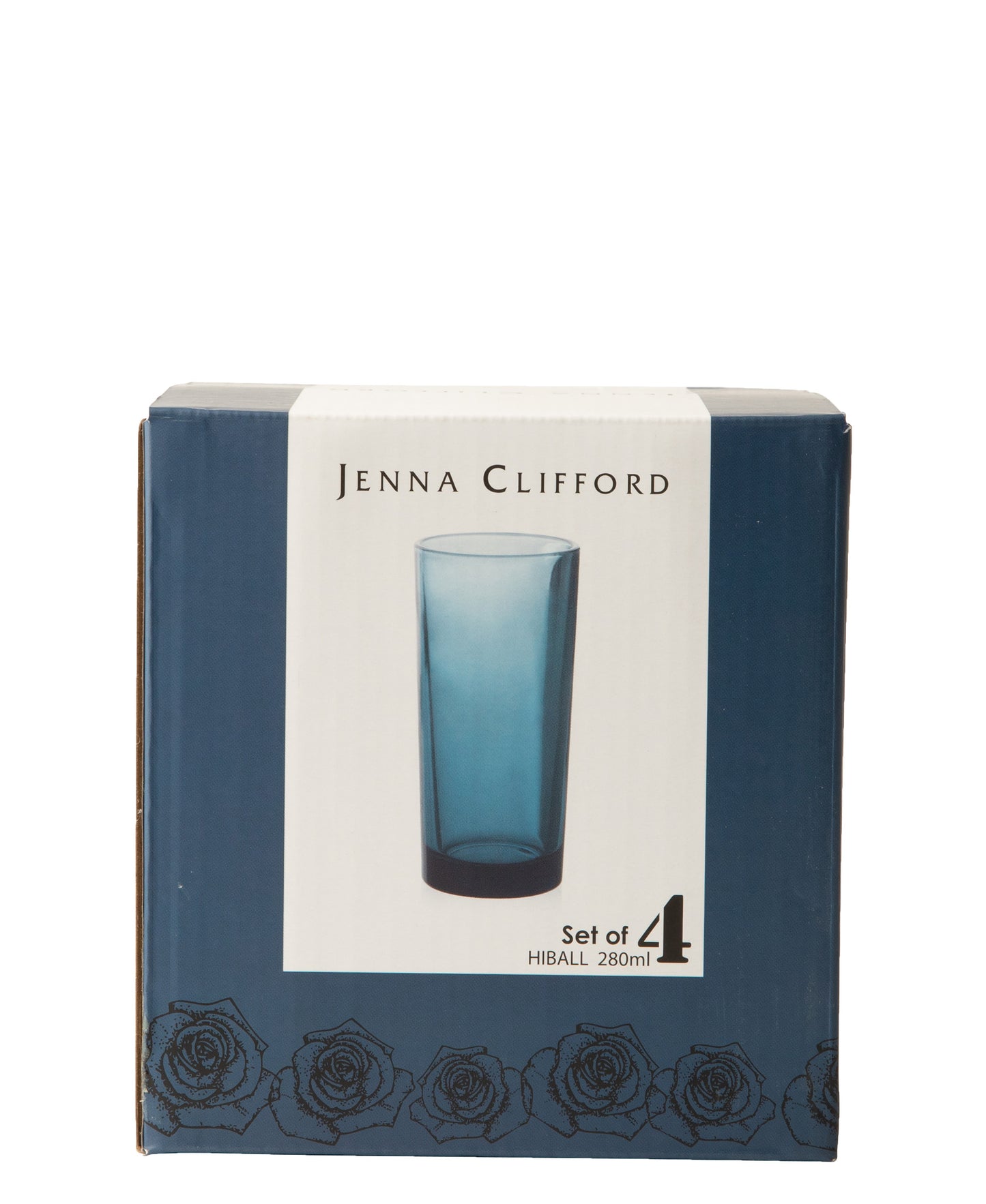 Jenna Clifford 4 Piece Hi Ball Glass 280ml - Dark Blue