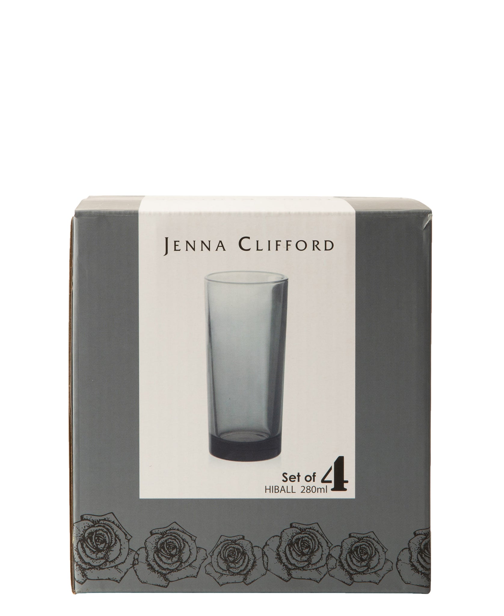 Jenna Clifford 4 Piece Hi Ball Glass 280ml - Smoked