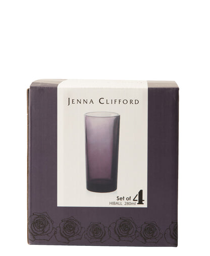 Jenna Clifford 4 Piece Hi Ball Glass 280ml - Purple