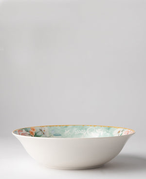 Jenna Clifford Green Floral 23.5cm Salad Bowl - White