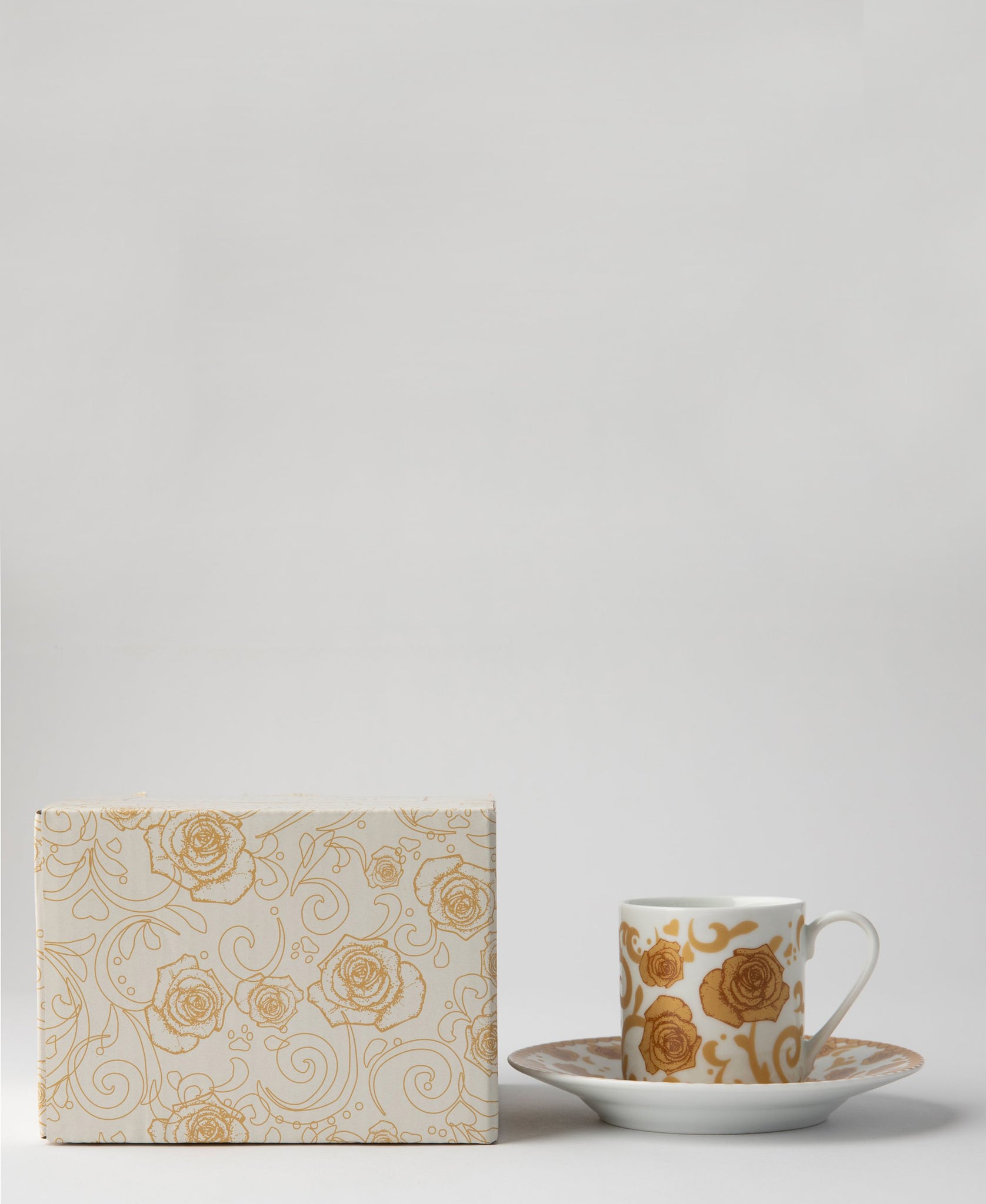 Jenna Clifford Milk & Honey 2 Piece Espresso Cup & Saucer Set - White & Gold