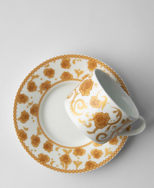 Jenna Clifford Milk & Honey Tea Cup & Saucer 2 Piece - White & Gold