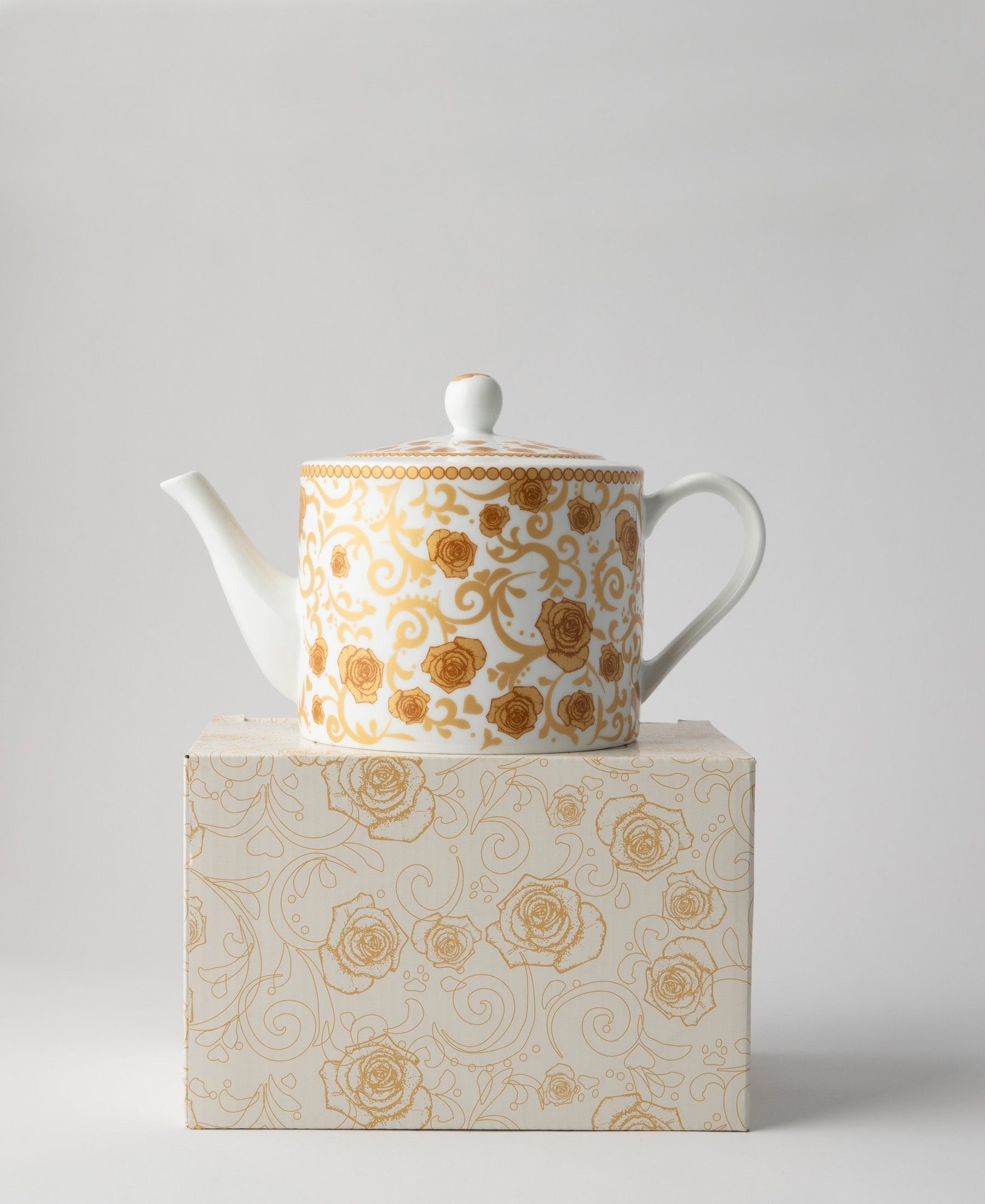 Jenna Clifford Milk & Honey Tea Pot 1L - White & Gold