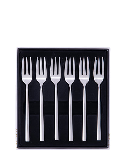 Jenna Clifford Alba 6 Piece Cake Fork Set - Silver