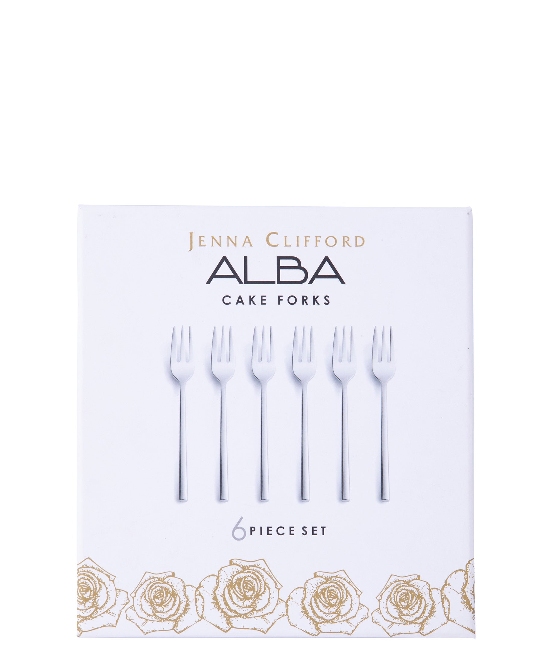 Jenna Clifford Alba 6 Piece Cake Fork Set - Silver