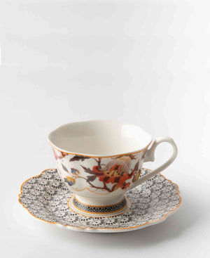 Jenna Clifford Midnight Bloom Cup & Saucer 150ml - White