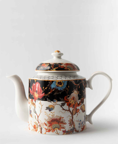 Jenna Clifford Midnight Bloom Tea Pot - White & Black