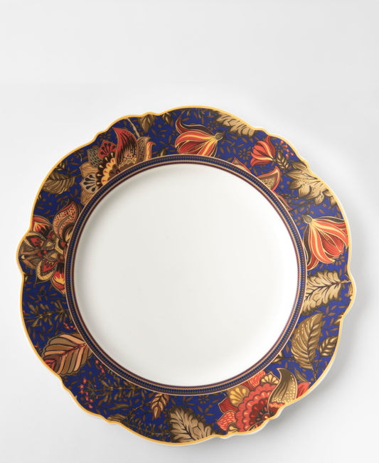 Jenna Clifford Blue Fern 28cm Dinner Plate - Blue, Gold & White