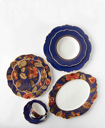 Jenna Clifford Blue Fern 21cm Side Plate - Blue & Gold