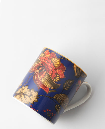 Jenna Clifford Blue Fern 400ml Mug In Gift Box - Blue & Gold