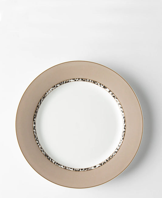 Jenna Clifford Leopard 27cm Dinner Plate - Cream & White