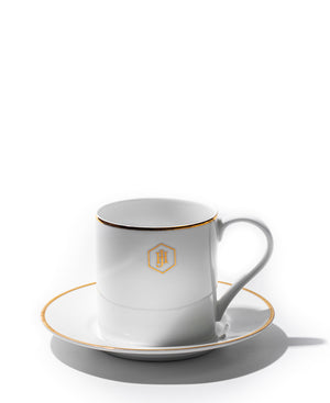 Jenna Clifford Gold Rimmed 100ml Espresso Cup & Saucer - White