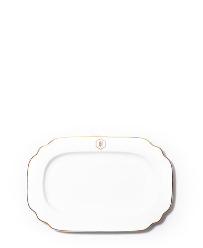 Jenna Clifford Gold Rimmed Oval Platter 38cm - White