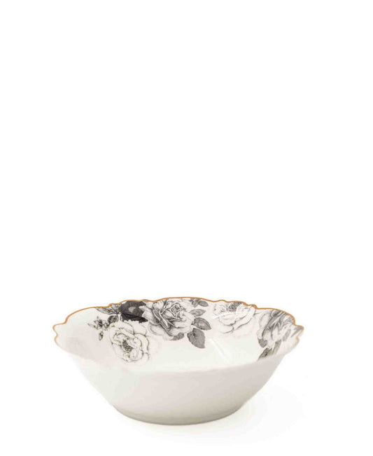 Jenna Clifford 4 Piece Black Rose Cereal Bowl Set - White