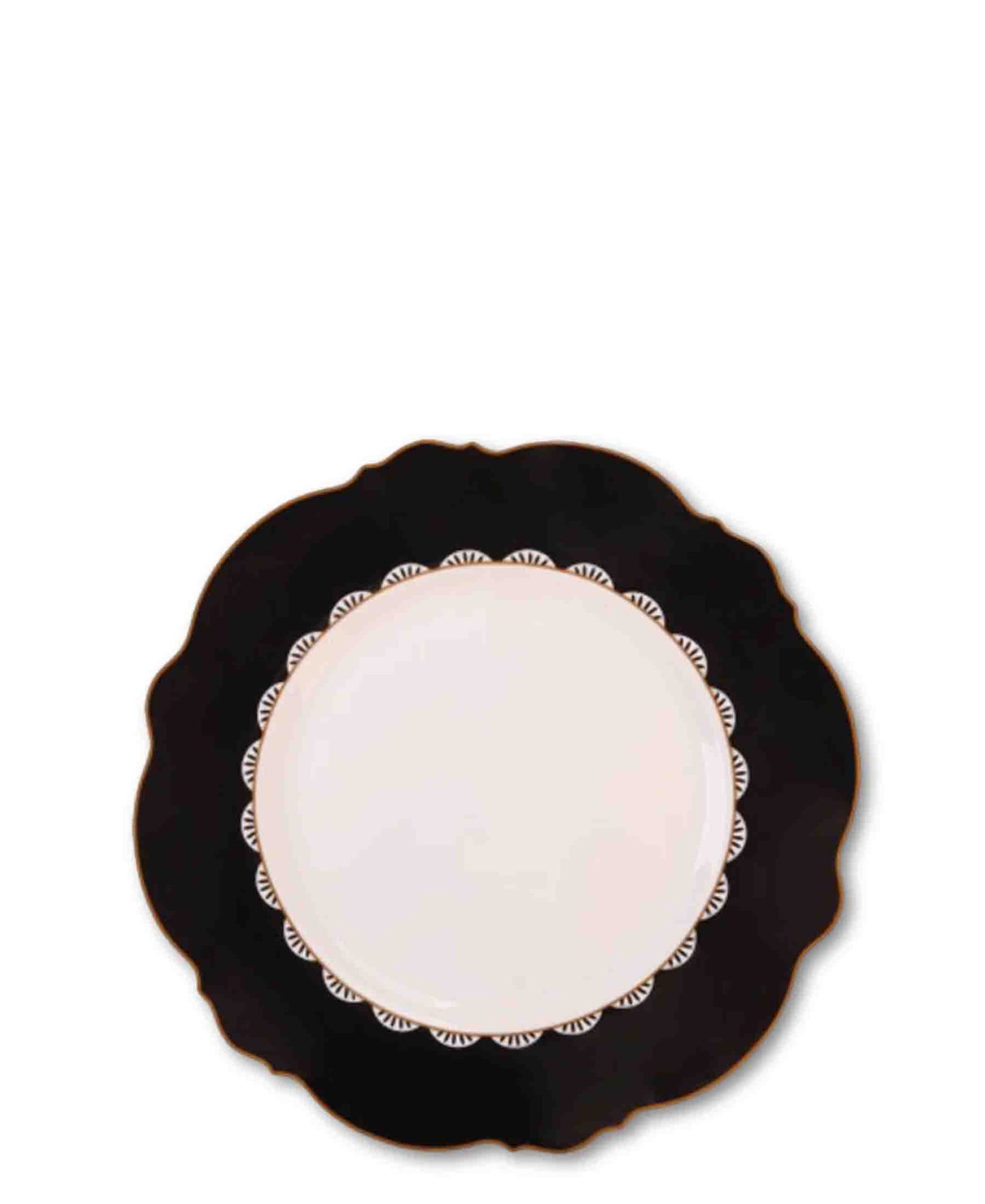 Jenna Clifford 4 Piece Black Rose Dinner Plate Set - Black & White