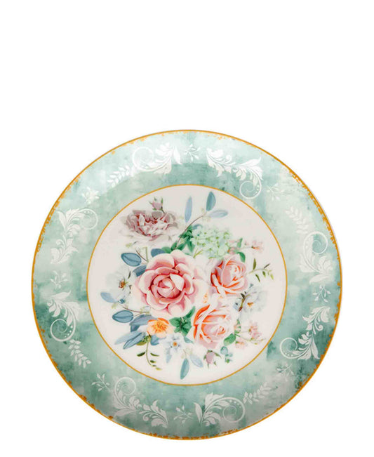 Jenna Clifford 4 Piece Green Floral Side Plate Set - Green