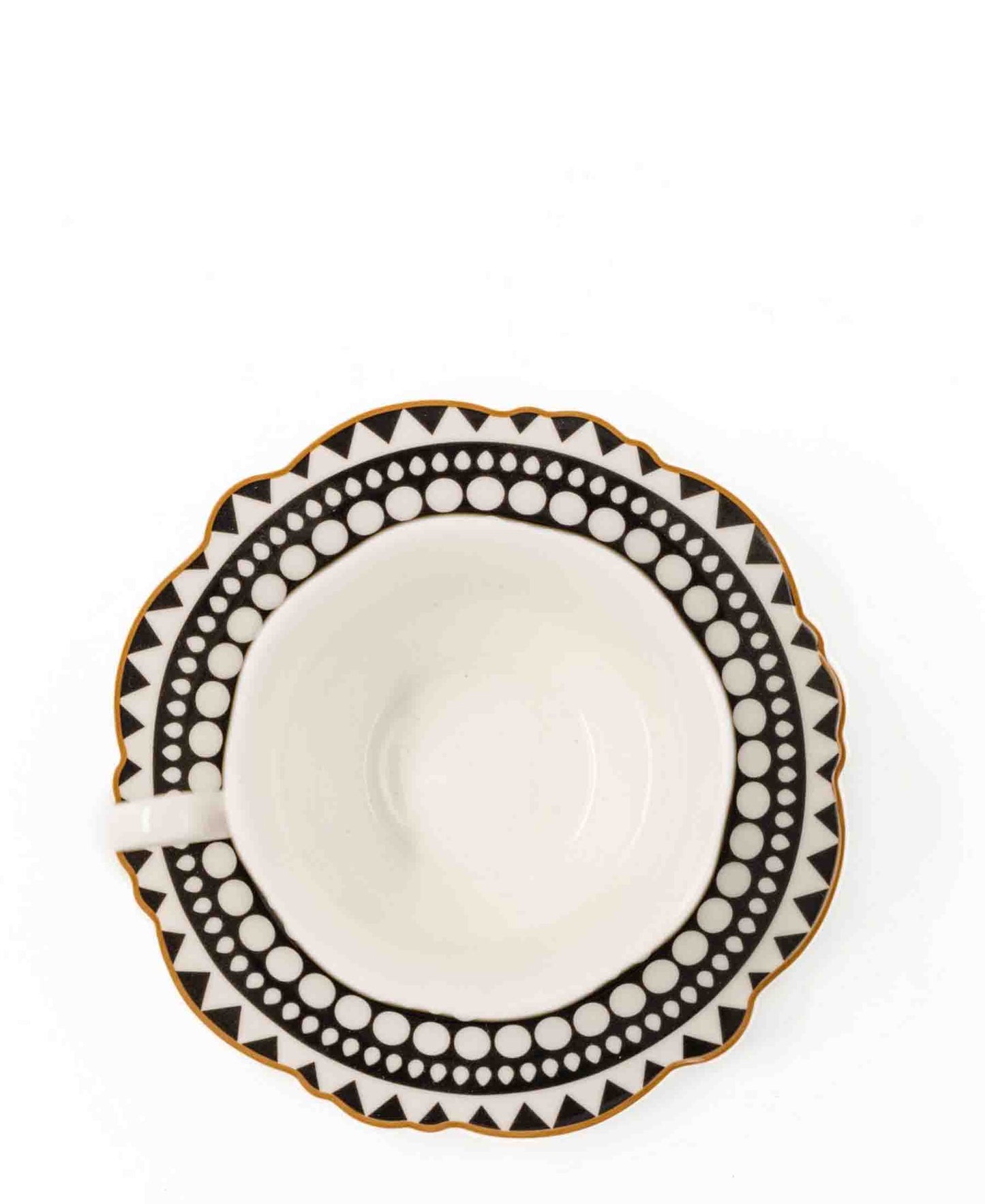 Jenna Clifford Black Rose Cup & Saucer - Black & White