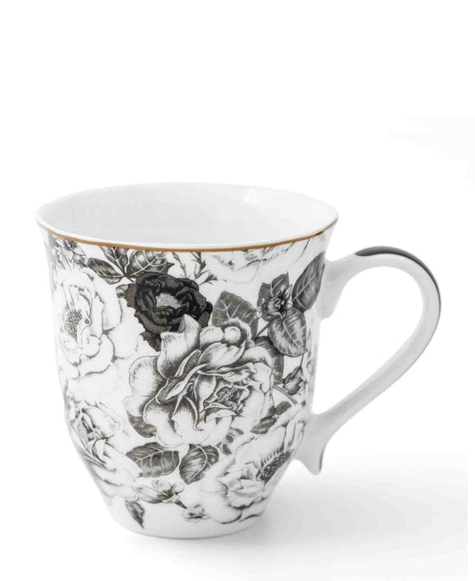 Jenna Clifford Black Rose Mug - Black & White