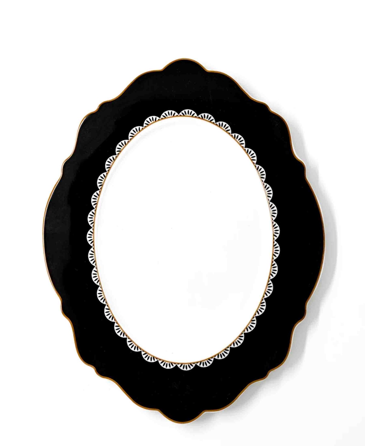 Jenna Clifford Black Rose Oval Platter - Black & White