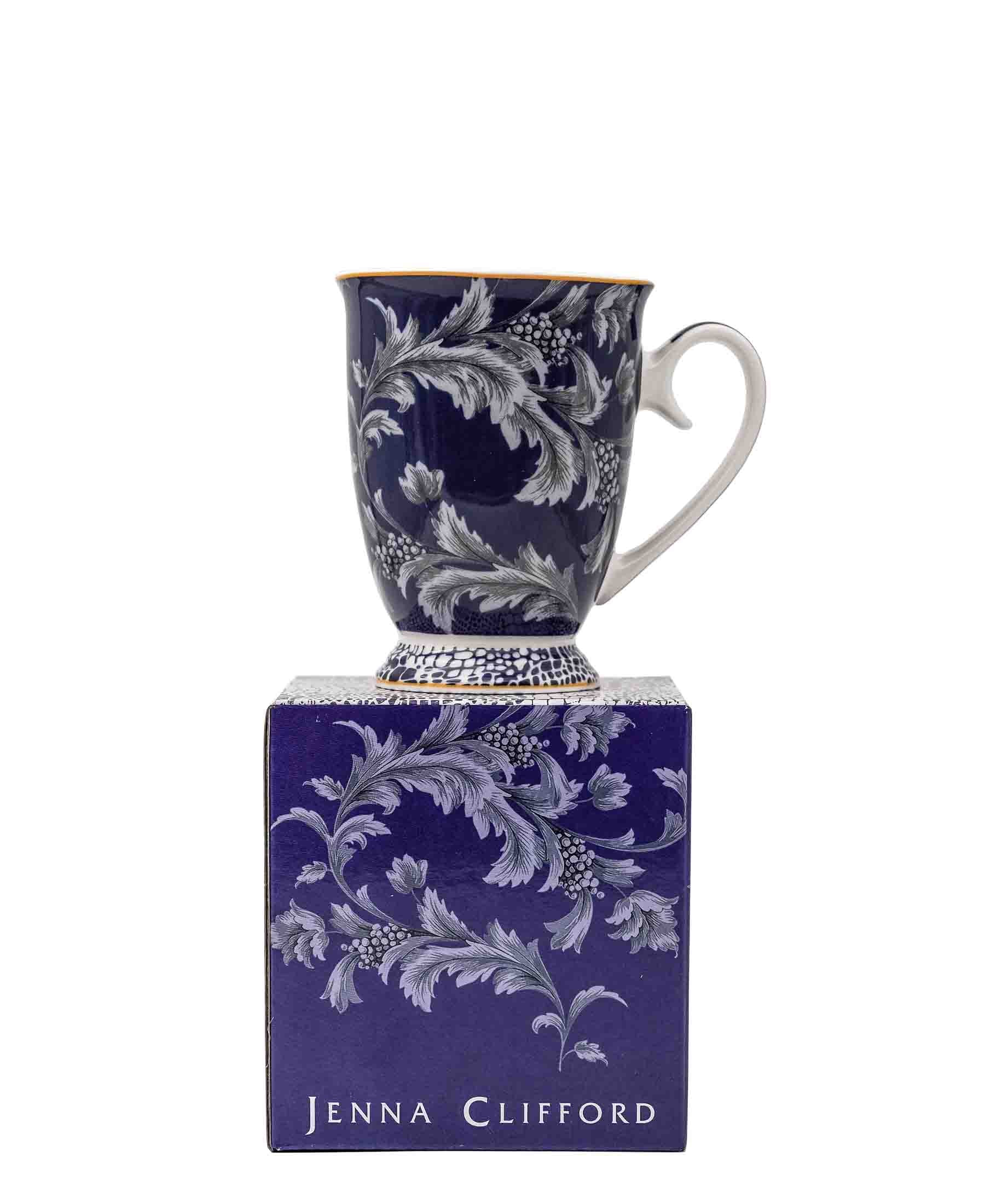 Jenna Clifford Leaf Coffee Mug - Blue