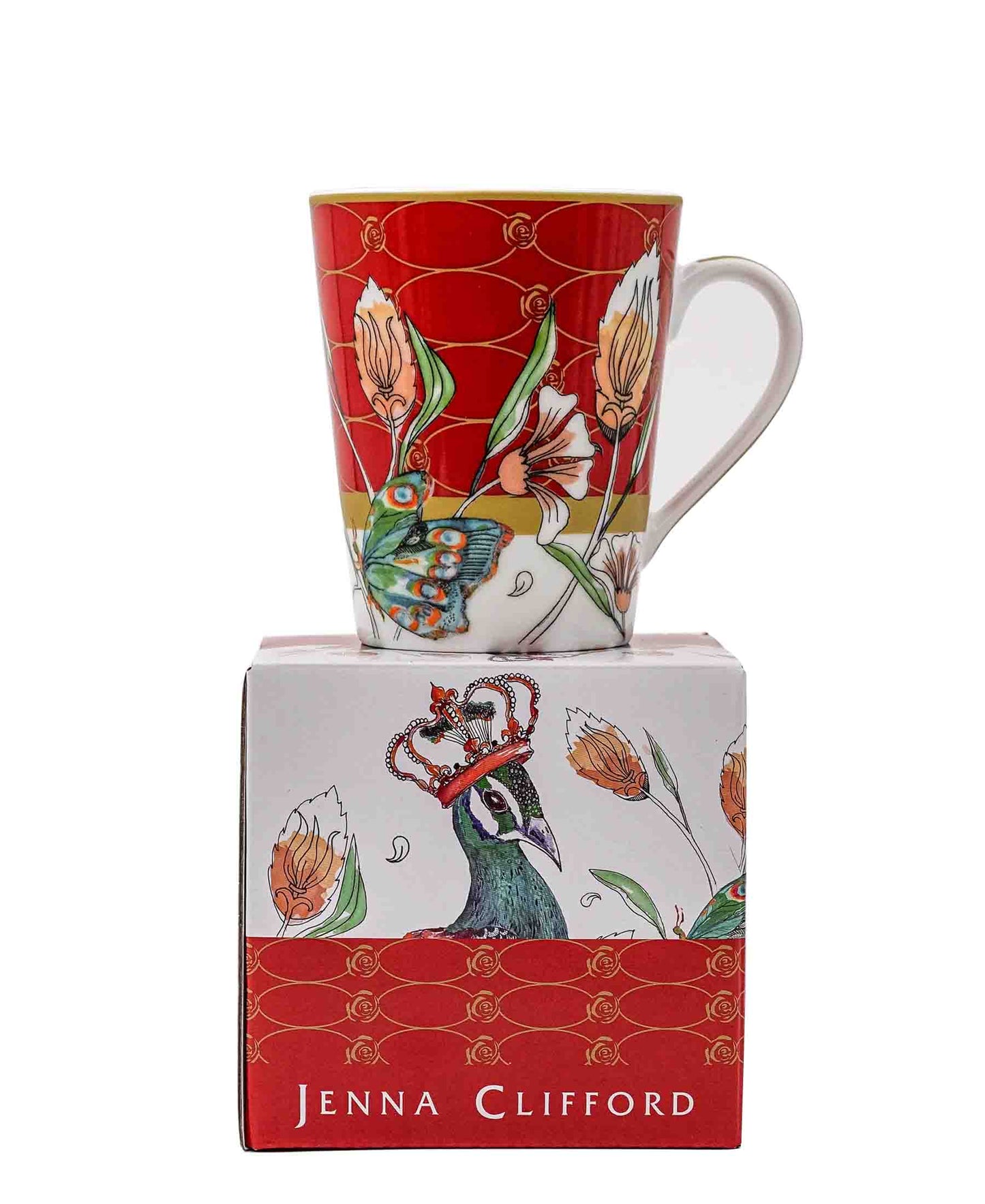 Jenna Clifford Peacock Coffee Mug - Red