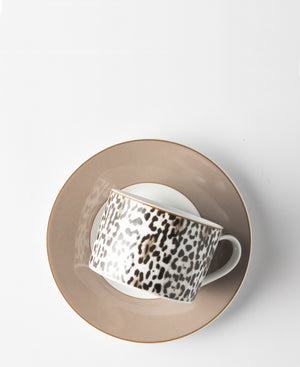 Jenna Clifford Leopard Cup & Saucer - White & Brown