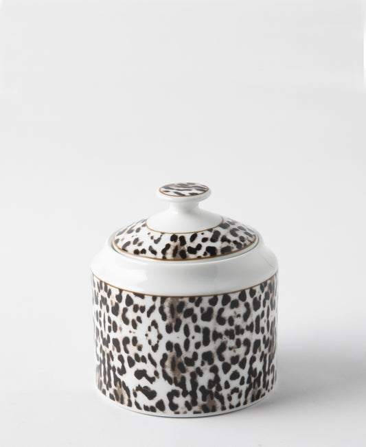 Jenna Clifford Leopard Print Sugar Pot - White