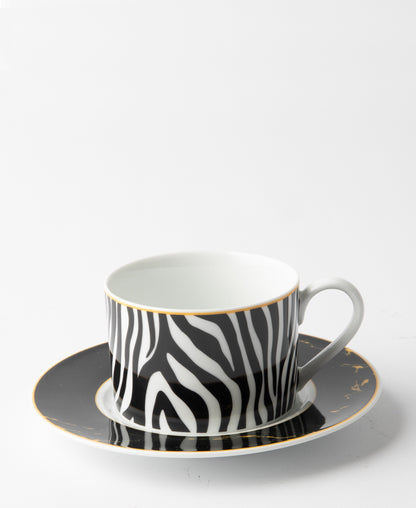 Jenna Clifford Zebra Cup & Saucer - Black & White