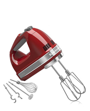 KitchenAid Handmixer 9 Speed - Empire Red Plus Free Stainless Steel Mixing Bowl