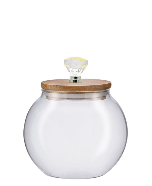 Kitchen Life 620ml Round Glass Jar With Bamboo Lid Decor - Clear