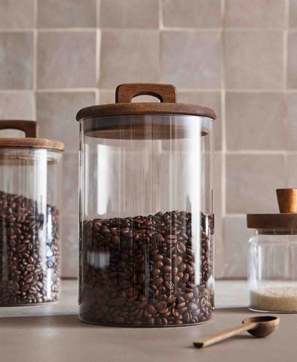 Kitchen Life 2350ML Canister With Acacia Lid Handle - Clear