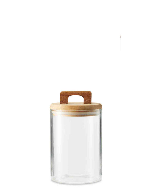Kitchen Life 700ML Canister With Acacia Lid Handle - Clear