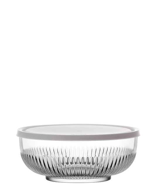 Kitchen Life 880ML Glass Bowl With White Lid - Clear With White Lid