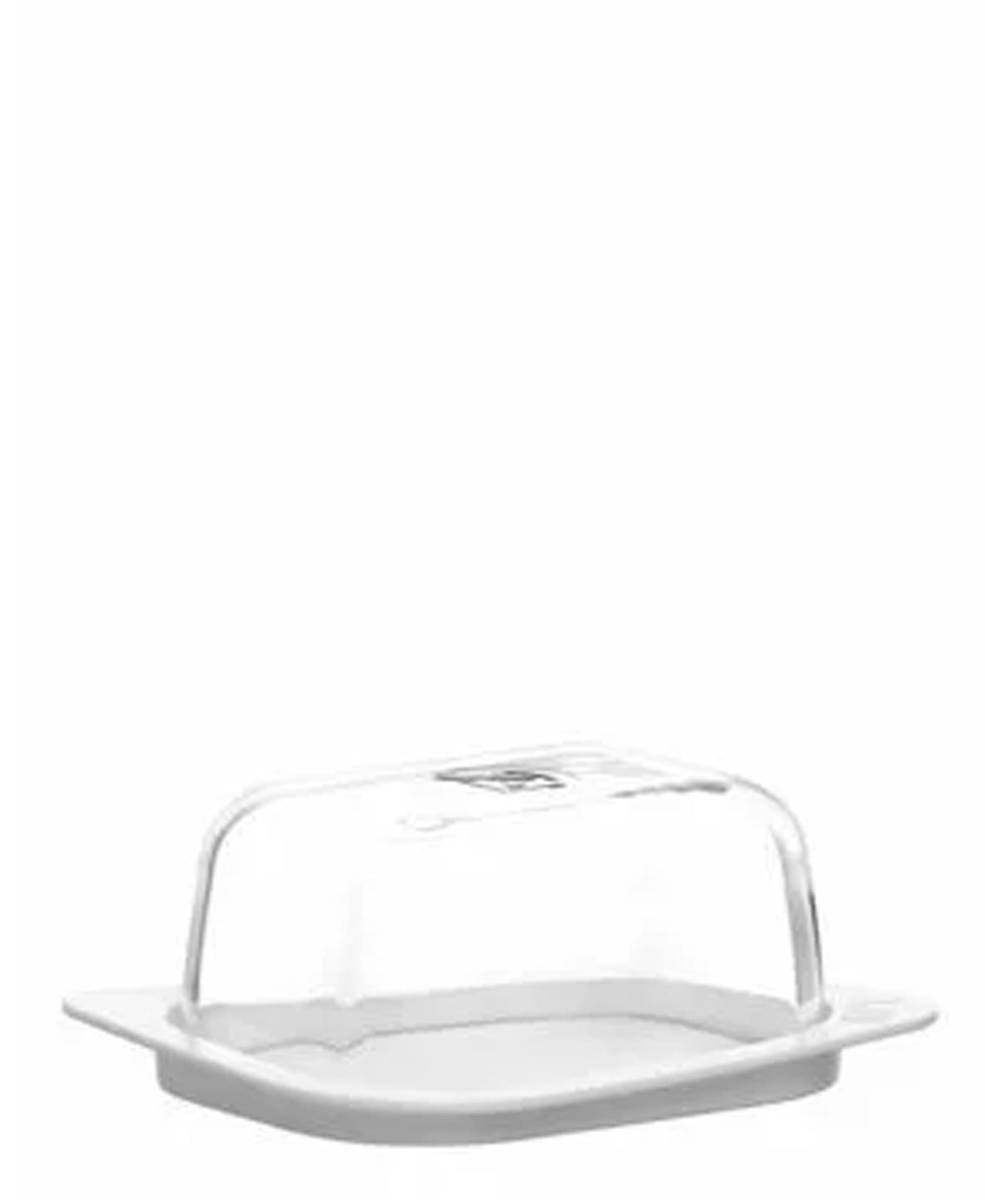 Kitchen Life Butter Dish With Base - Clear With White Base