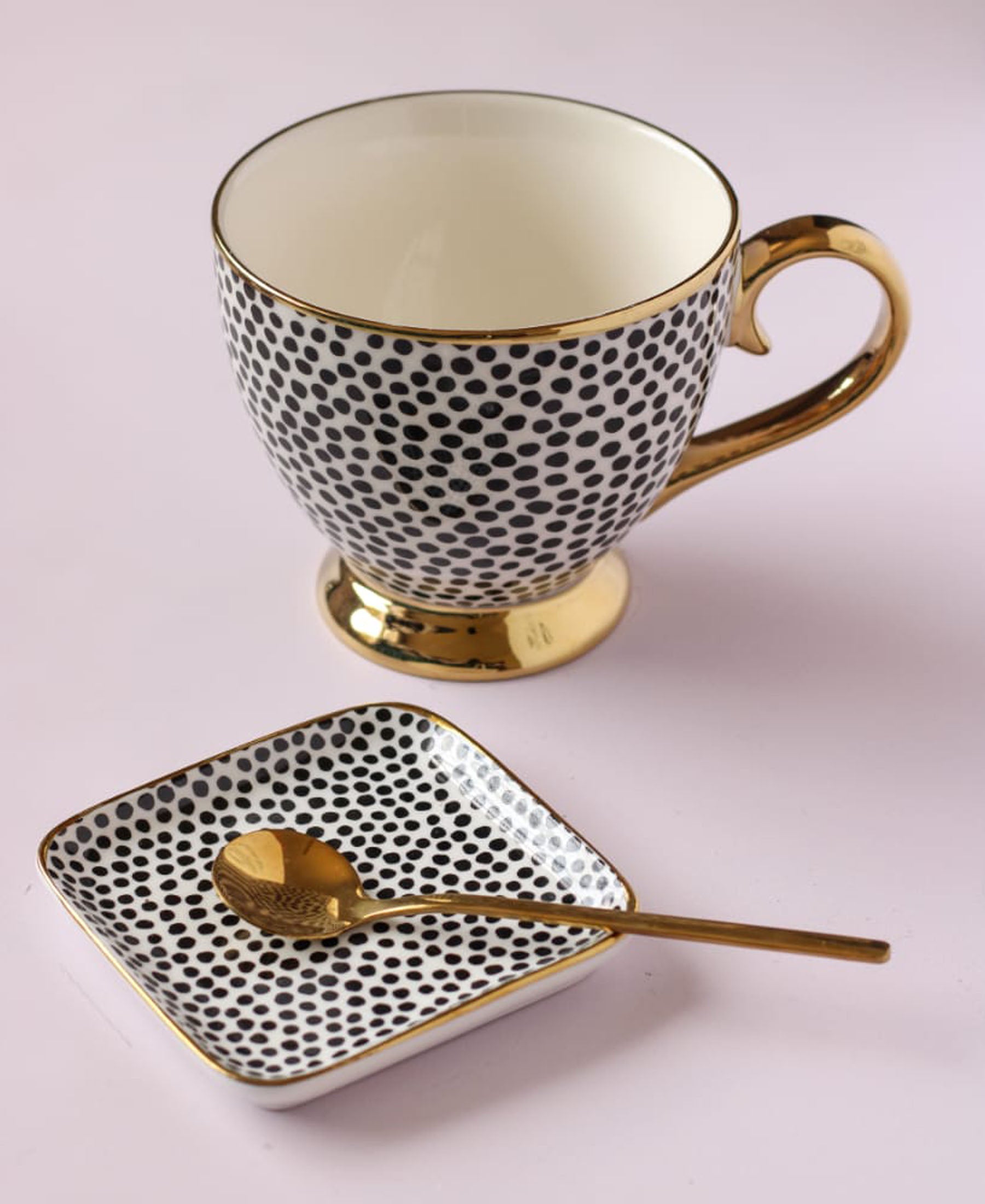 Kitchen Life Cup & Saucer 3 Piece - Gold