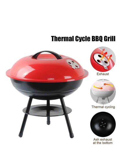 Kitchen Life Portable Charcoal Barbecue  - Red & Black