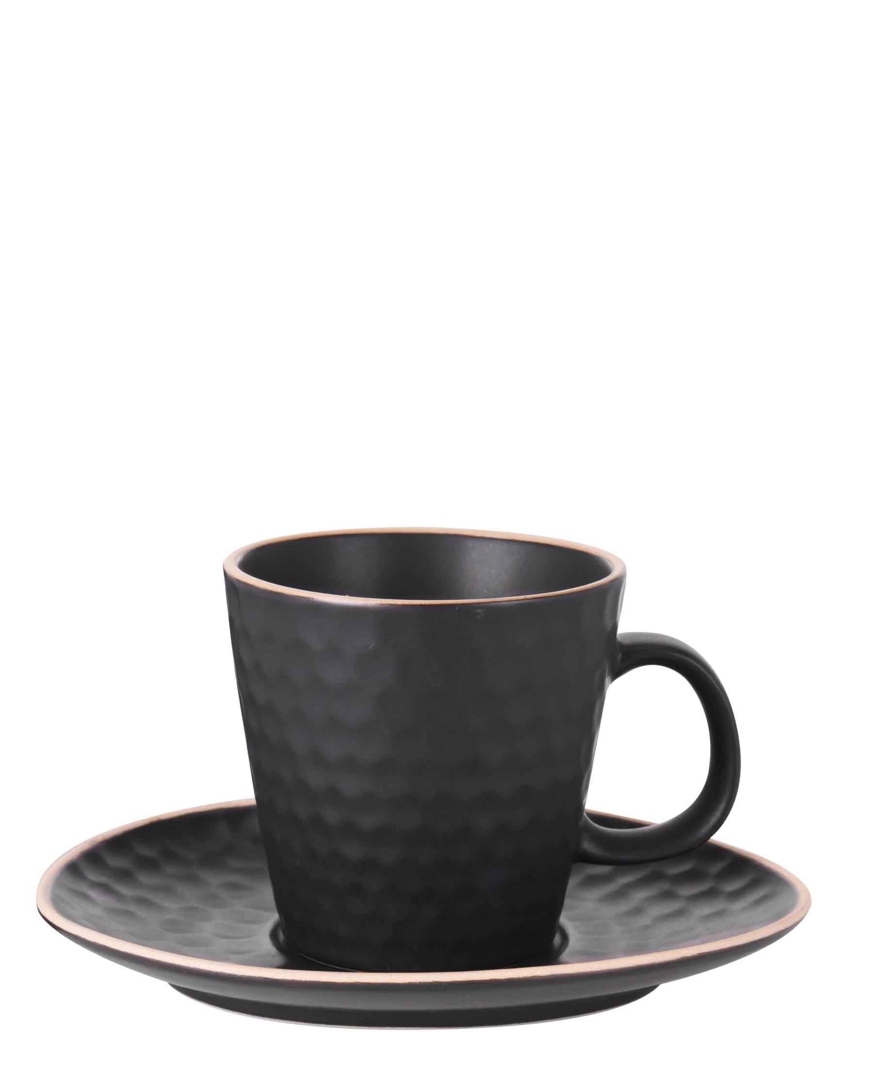 Kitchen Life Stoneware 220ML Cup & Saucer Set Black The Culinarium