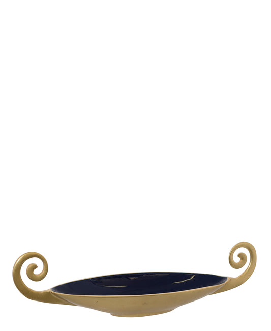 Urban Decor Navy Bowl With Scroll Handles 39cm - Gold
