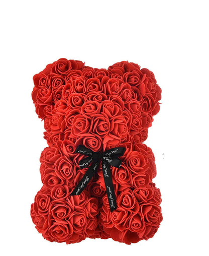 Lovers Design Floral Teddy Bear - Red