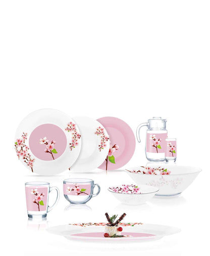 Luminarc Rose Garden Dinner Set 46 Piece - Pink