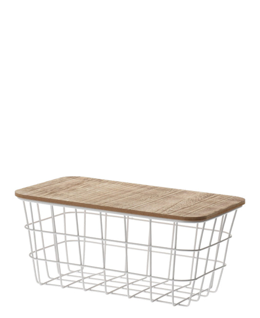 Kitchen Life Large Metal Storage Basket - White